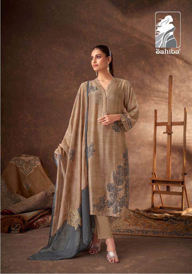 Veda By Sahiba Muslin Silk Handwork Digital Printed Dress Material Wholesale Price In Surat
